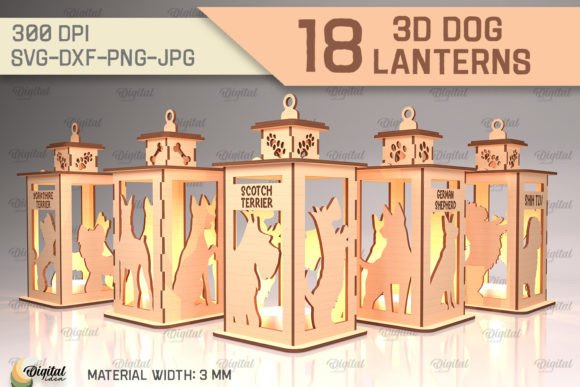 3D Dog Lantern Laser Cut Bundle