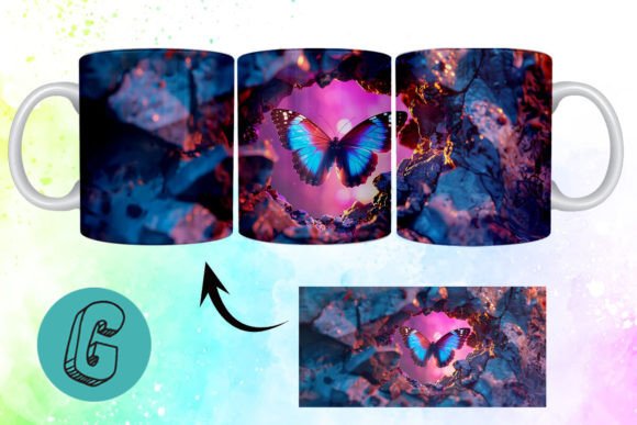 3D Fantasy Butterfly Mug Wrap Break 06: Your Creative Download