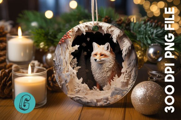 3D Fox Break Through Ornament: A Playful Design Asset