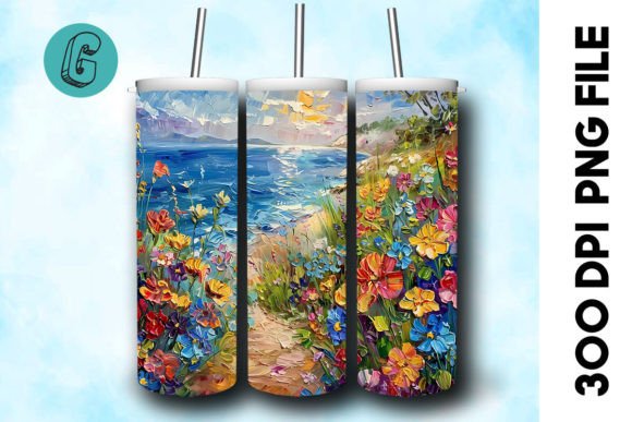 3D Oil Paint Floral Tumbler Wrap 27: Creative Digital Design