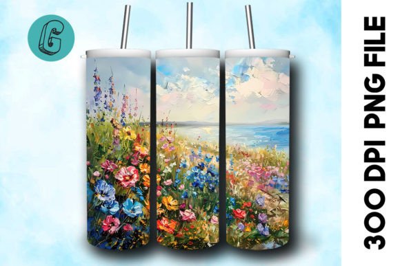 3D Oil Paint Floral Tumbler Wrap: Creative Design Asset