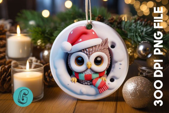 3D Owl Break Through Ornament Front (82)