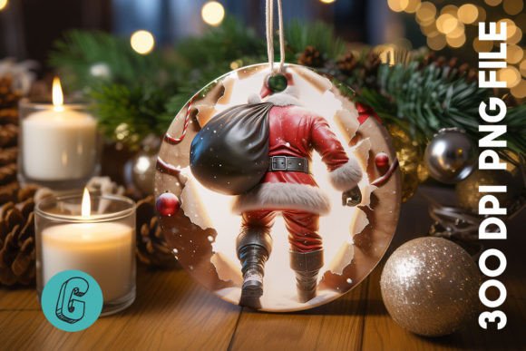 3D Santa Christmas Ornament Back (15) for Festive Creations