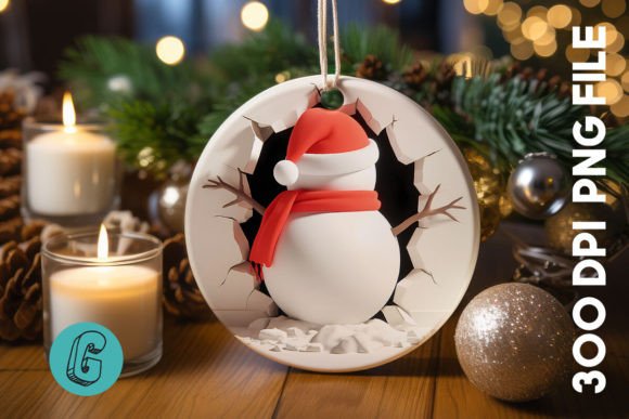 3D Snowman Break Through Ornament B