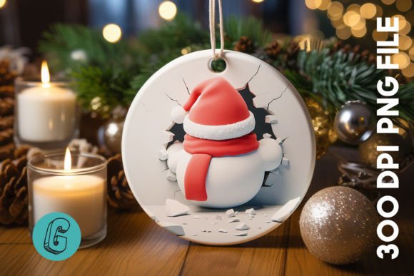 3D Snowman Break Wall Ornament PNG (51)