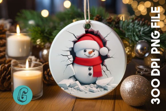 3D Snowman Break Wall Ornament PNG (60)