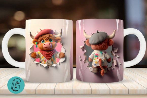 3D V-day Artist Highland Cow Mug Wrap 13: Creative Project Guide