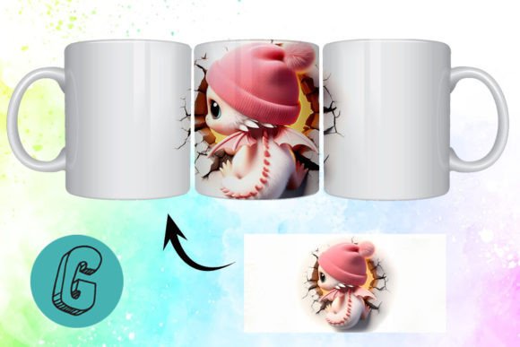 3D Valentine Dragon Mug Wrap for Creative Digital Projects