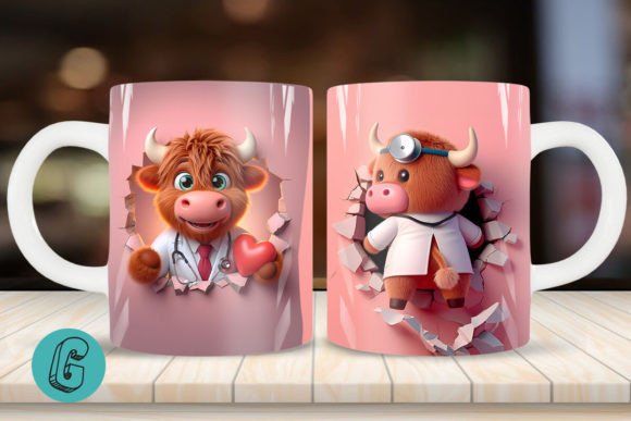 Charming Highland Cow Mug Wrap: A Creative Digital Asset