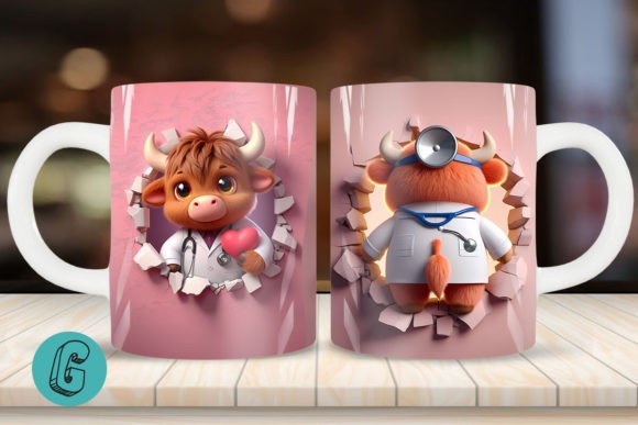 Charming Highland Cow Mug Wrap for Creative DIY Projects