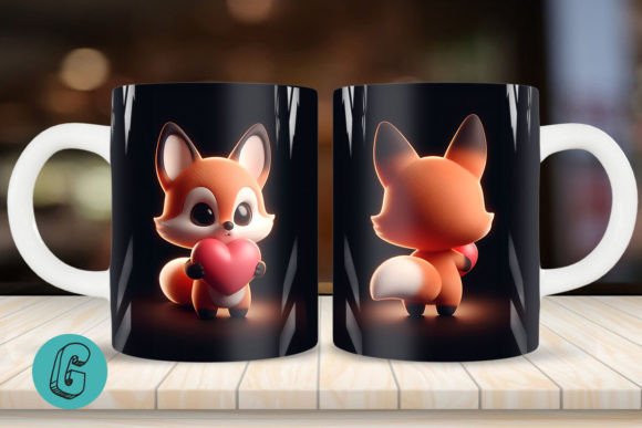 Cute Fox 2 Sided 3D Mug Wrap Set (01)