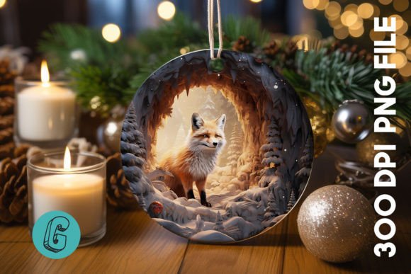 Discover the 3D Fox Break Through Ornament (03) for Your Projects