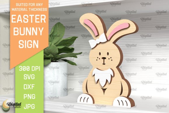 Easter Bunny Sign SVG: 3D Laser Cut Design