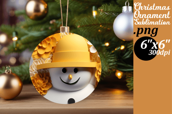 Frosty 3D Christmas Circle Sublimation Design
