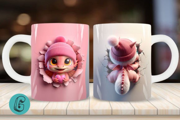 Valentine Dragon 3D Mug Wrap 2 Side (01) Digital Download