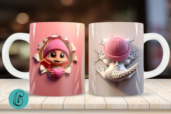 Valentine Dragon 3D Mug Wrap: Creative Project Files
