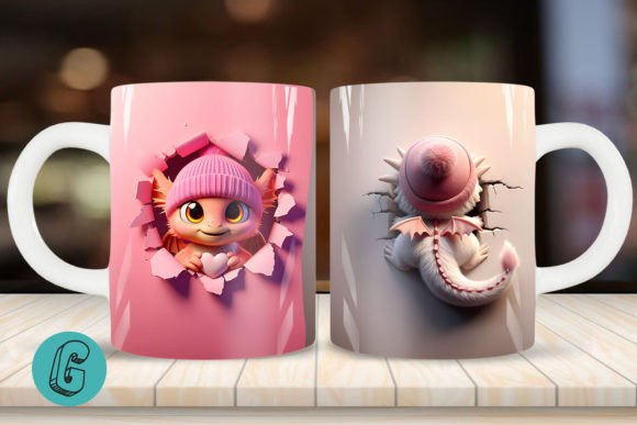 Valentine Dragon 3D Mug Wrap: Your Next Creative Download