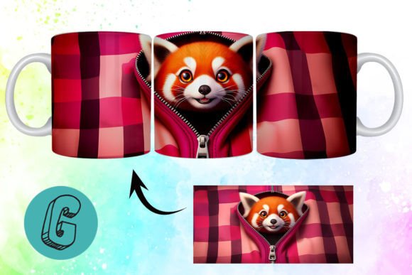 Valentine Red Panda 3D Mug Wrap: A Delightful Design Asset